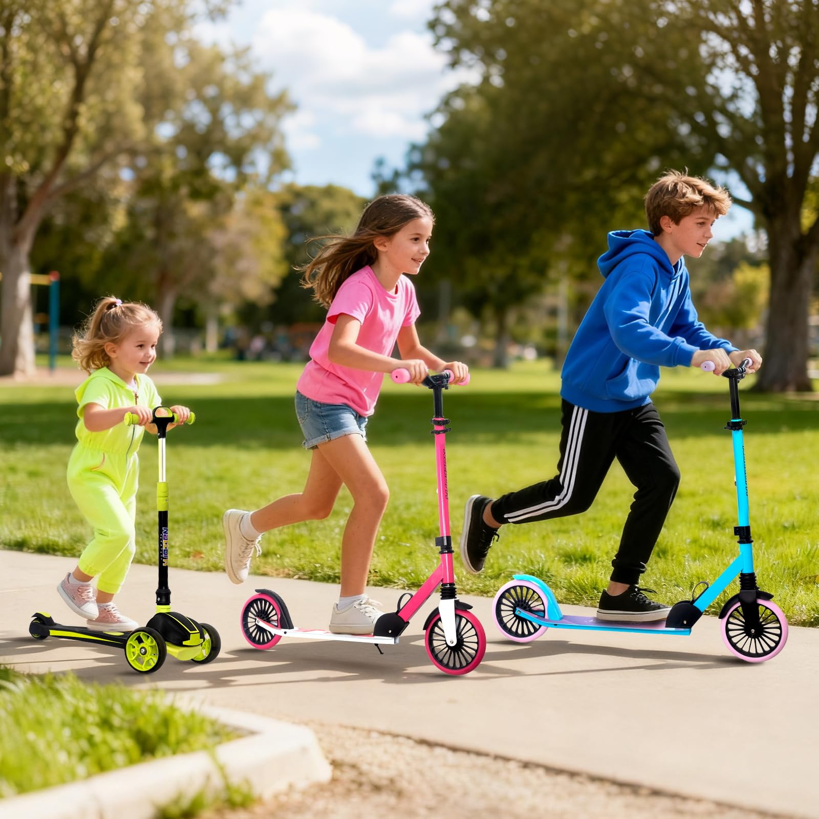 Nattork Kick Scooter hulajnoga dla dzieci do 100 kg, dla nastolatków i dorosłych, z regulacją wysokości i składana, z dużymi kołami 200 mm
