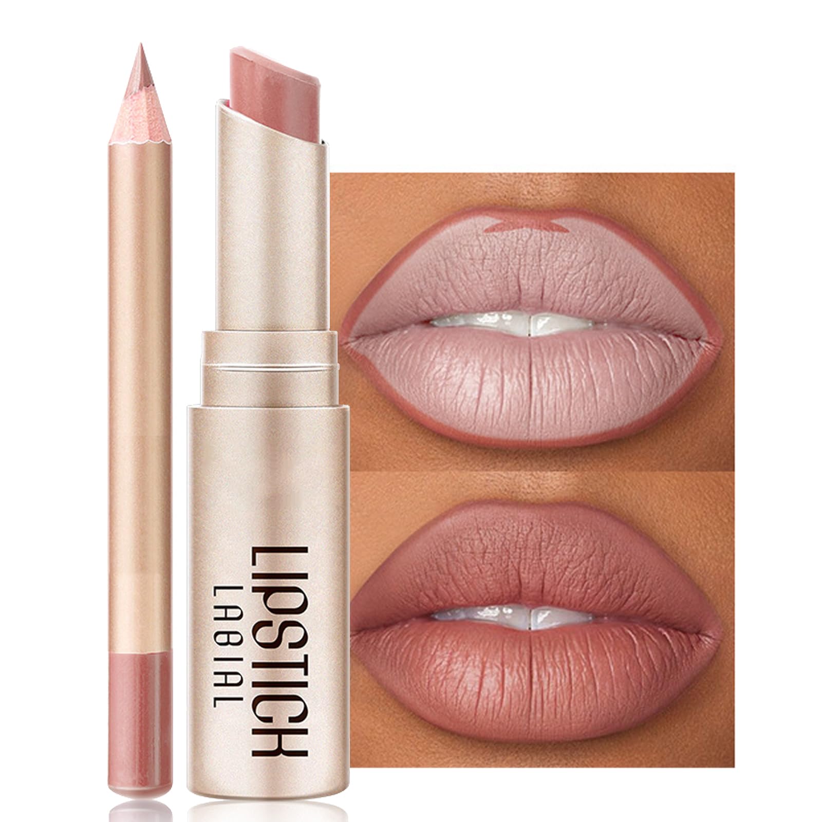 Lip Liner And Lipstick Set, Lip Stain Lipsticks For Women Long Lasting,High Pigmented Lip Stick Non-Stick Cup,Beauty Cosmetics Makeup Gift For Girls Women (#C10, One Size)