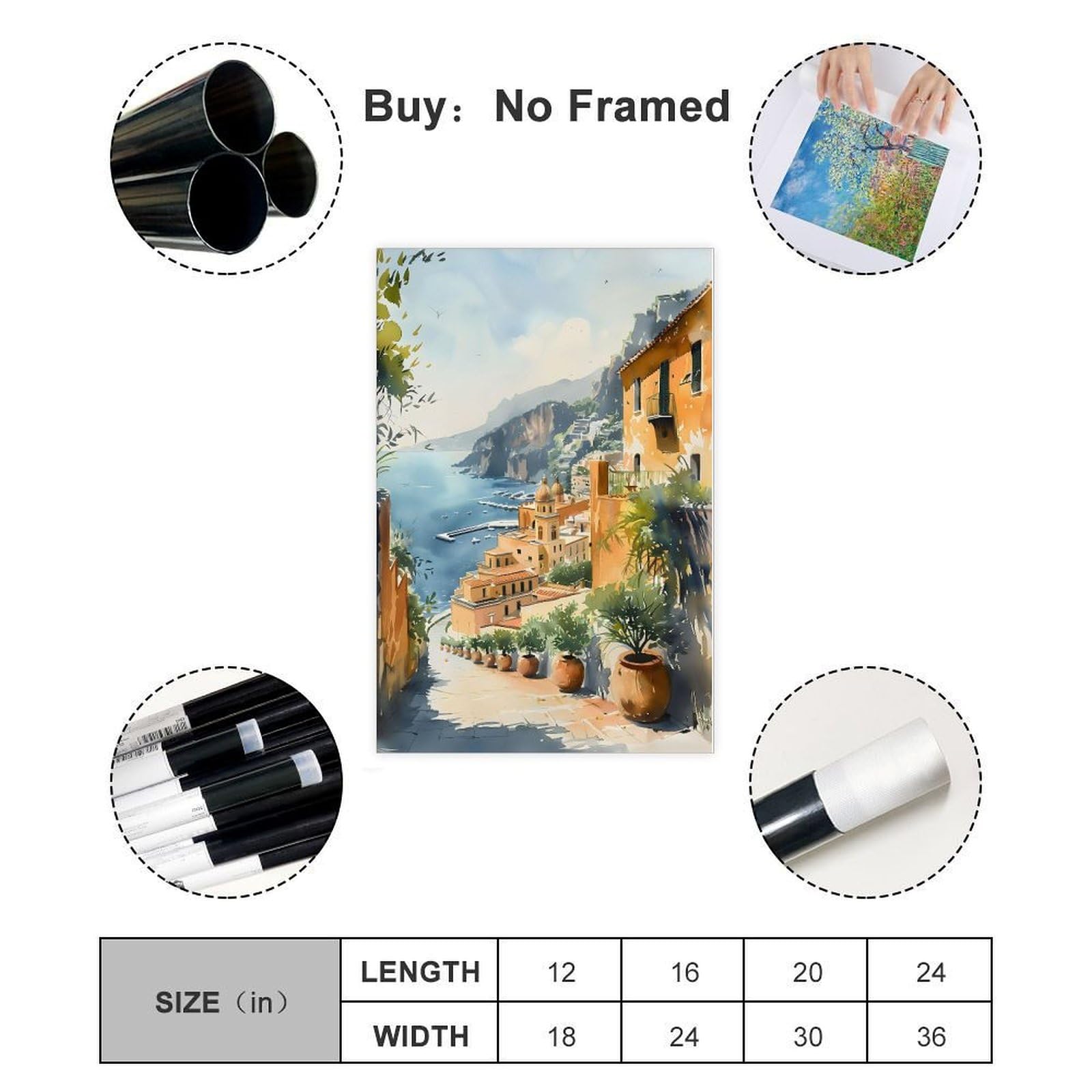 Amazon.com: ZJLAMZ Napoli Watercolor Painting Naples Italy Poster