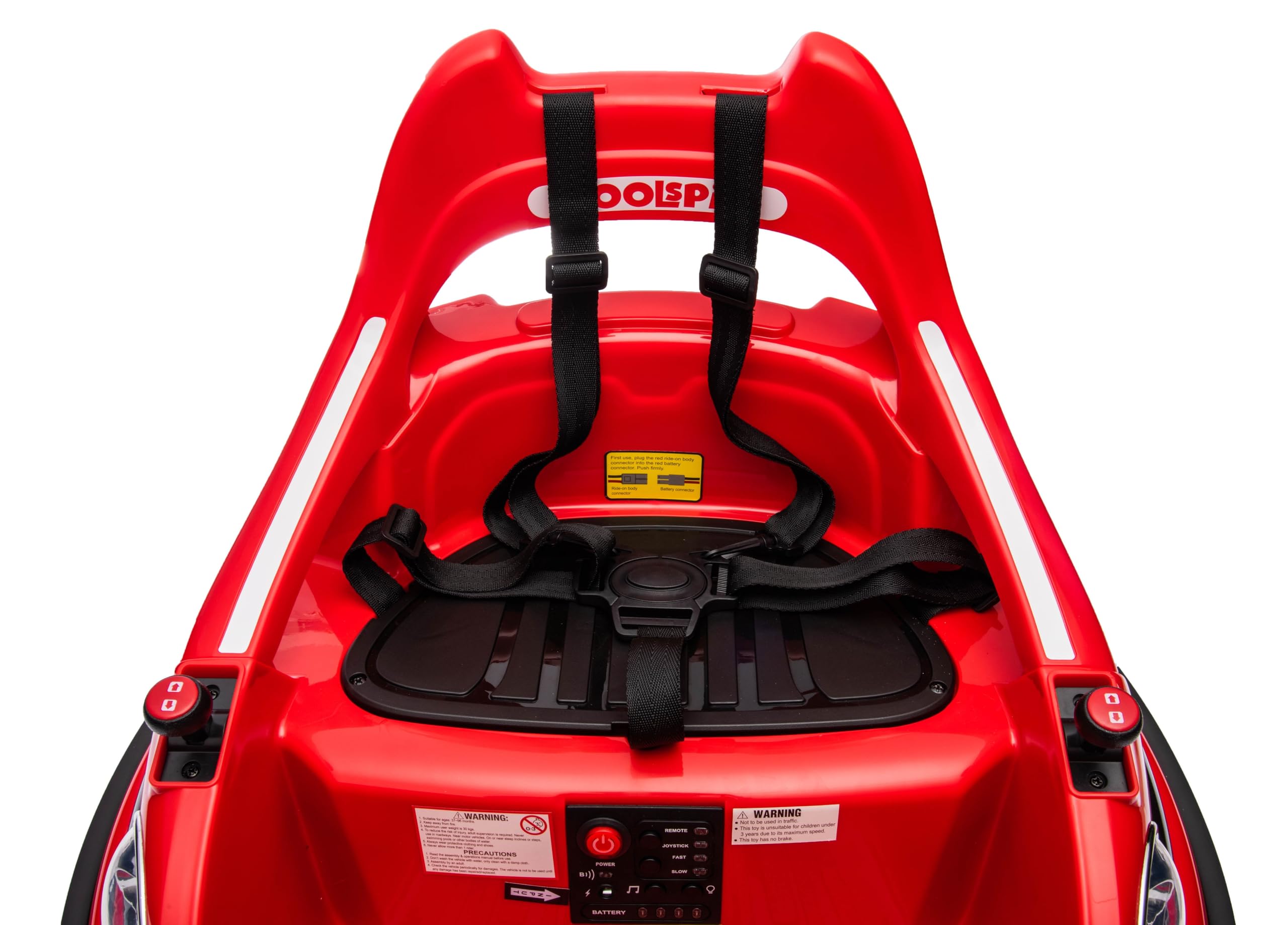 Autoscontro Elettrico 12V per Bambini Mondial Toys – Macchina Girevole 360° con Telecomando, Joystick, Cintura 5 Punti, Bluetooth, Luci LED, Musica, Paraurti, Giostrina da Casa (Rosso)