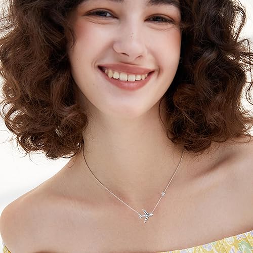 Miniatura 2 de YAFEINI Collar de avión, plata de ley 925, collar con colgante de vuelo, regalo de joyería de avión para mujeres y mujeres