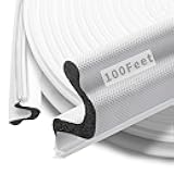 100 Feet Kerf Door Weather Stripping Door Seal, Long Reach V-Shaped Door Seal Strip for Door Frame Door Weatherstripping Insulation Strip Door Soundproofing for Large Gap(White)