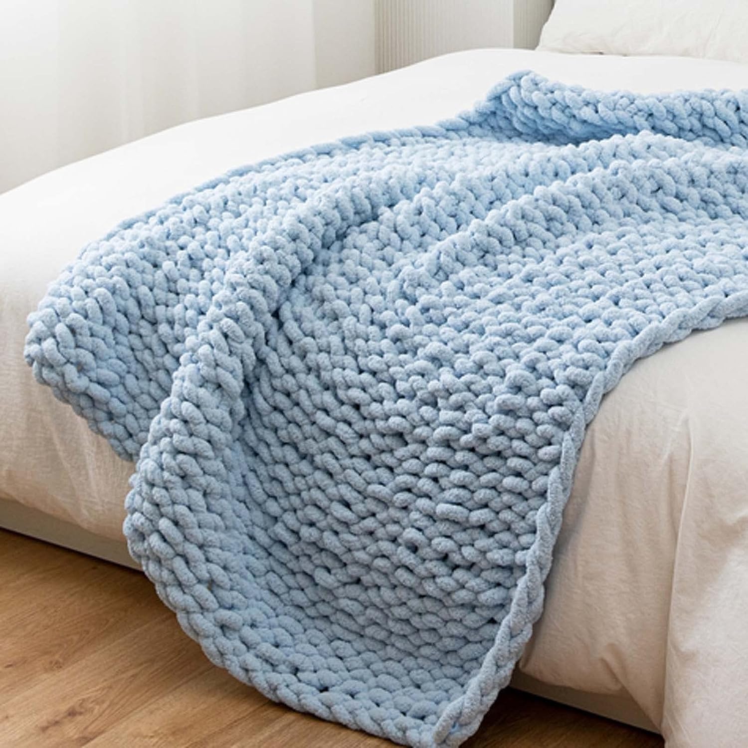 Coperta in ciniglia lavorata a maglia grossa, fatta a mano, morbida coperta per divano, letto, decorazione per la casa