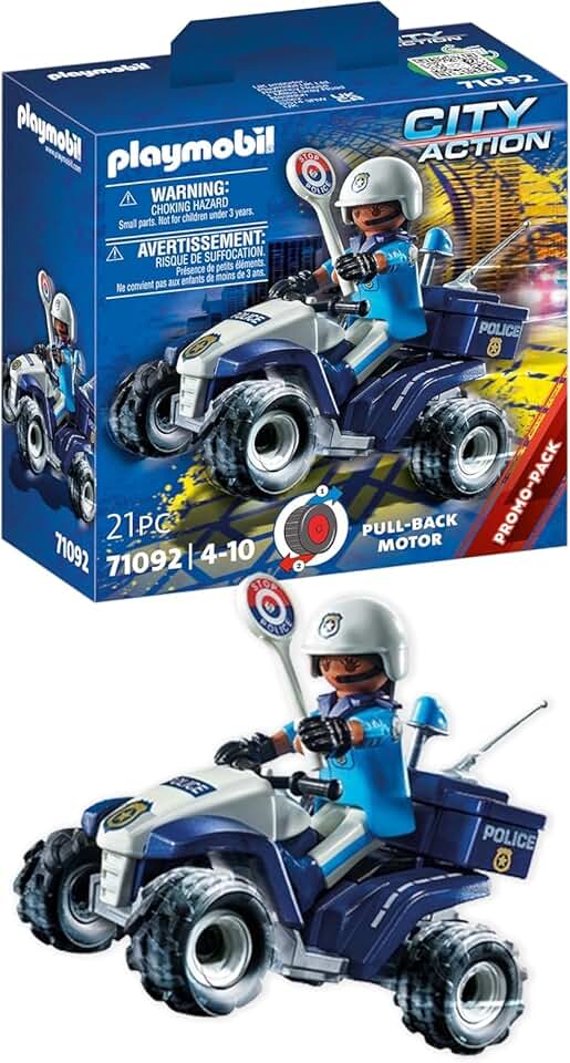 PLAYMOBIL | City Action | Polizei-Speed Quad mit Rückzugsmotor | Spielzeug für Kinder ab 4 Jahren | 