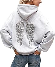 2026 Glitter Angel Wings Hoodie Women's Oversize Hoodie Elegant Cuddly Hooded Sweatshirt Trendy Autumn Winter Angel Hoodies Women Casual Pullover Y2K Streetwear