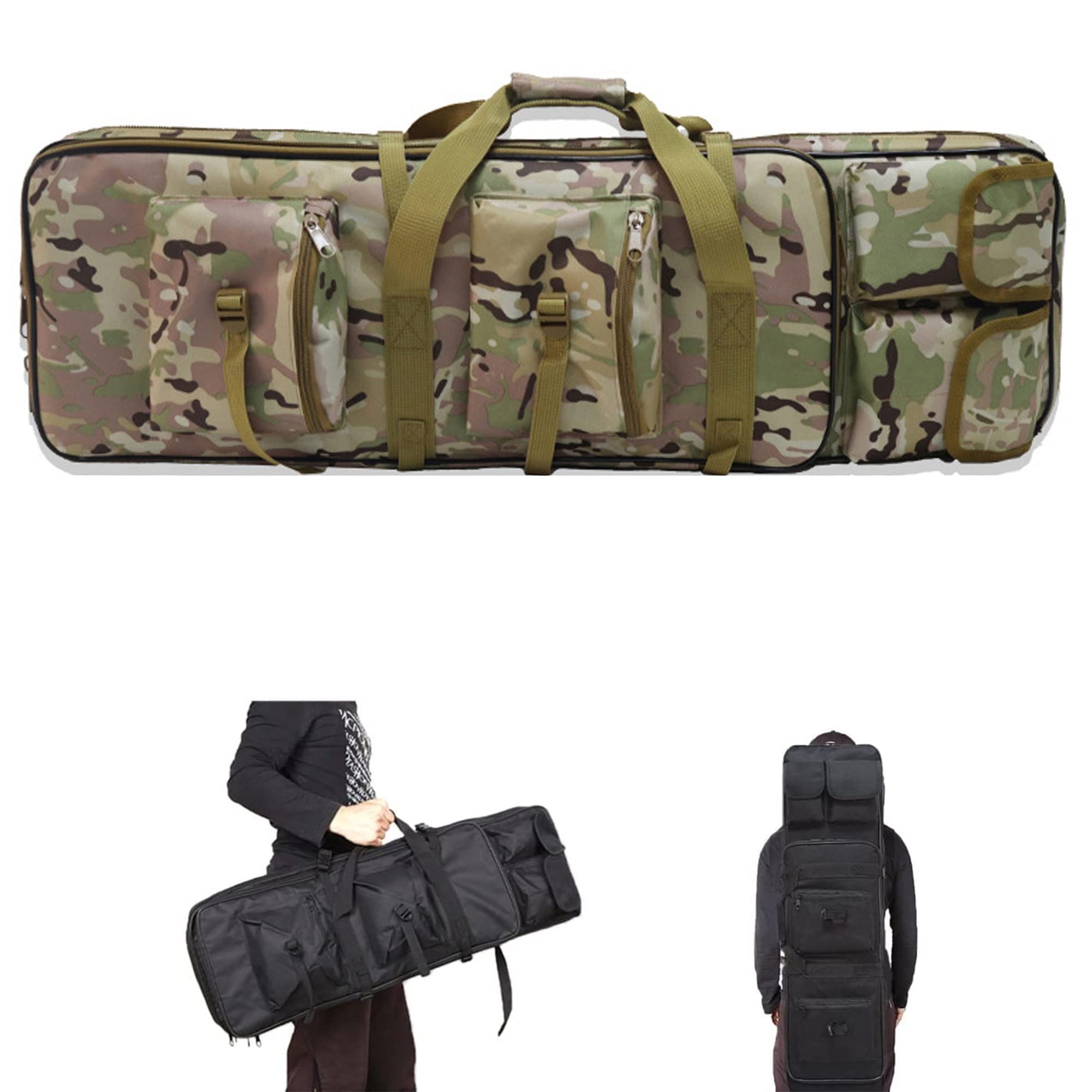 Bolsa de Rifle Bolsa de Escopeta, Bolsa de Escopeta Doble Mochila de Escopeta Larga, Estuche de Escopeta Acolchado Suave para Disparar Caza y Pesca (Camuflaje 120 cm)
