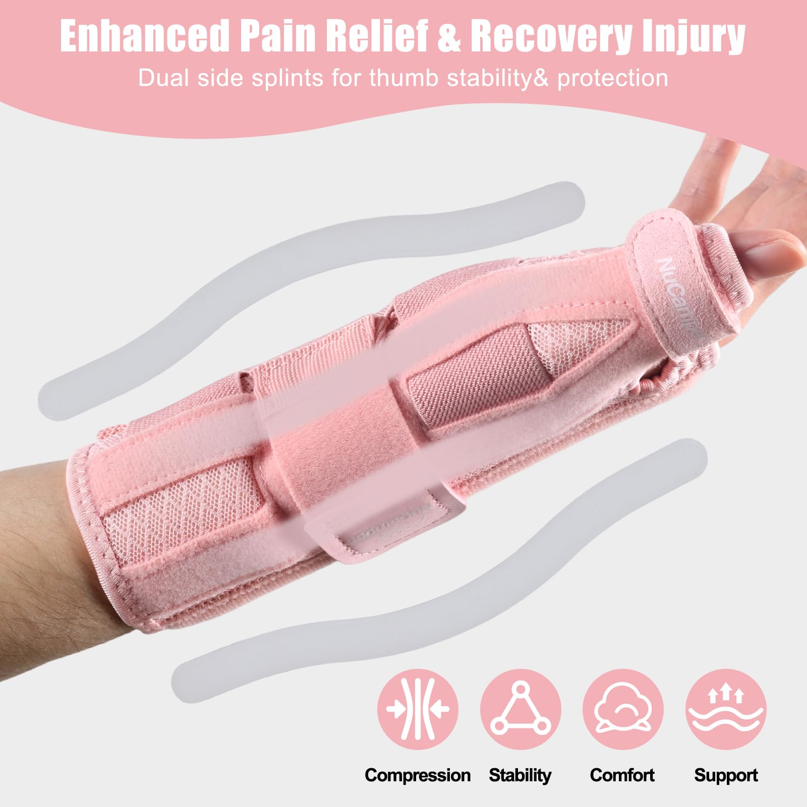 NuCamper Carpal Tunnel Wrist Brace with Thumb Support, Thumb Brace Spica Splint for Tendonitis, De Quervains Tenosynovitis, Trigger Thumb Splint Wrist Support for Men Women - 5