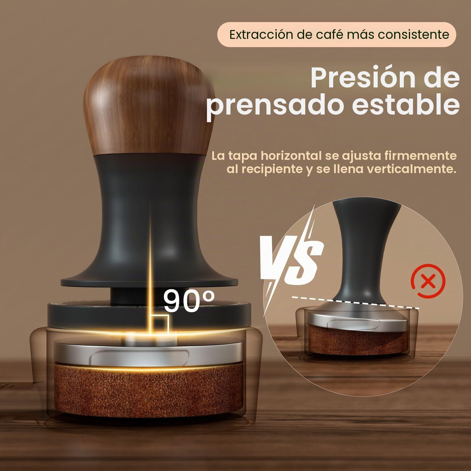 MHW-3BOMBER 15mm Espresso Café Tamper con tres resortes cargados Calibrado Tamper Espresso 6.8kg/13.6kg Espresso Tamper de mano con retroalimentación de sonido T6072T