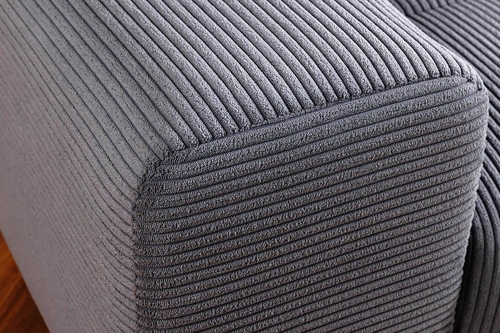 XXL Sofa ELEGANCIA - 285cm - anthrazit - Cord - Federkern mit Kissen | 7 Kissen, Buchenholzgestell, Ziersteppung, zeitloser Stil, Rundum-Bezug, pflegeleicht
