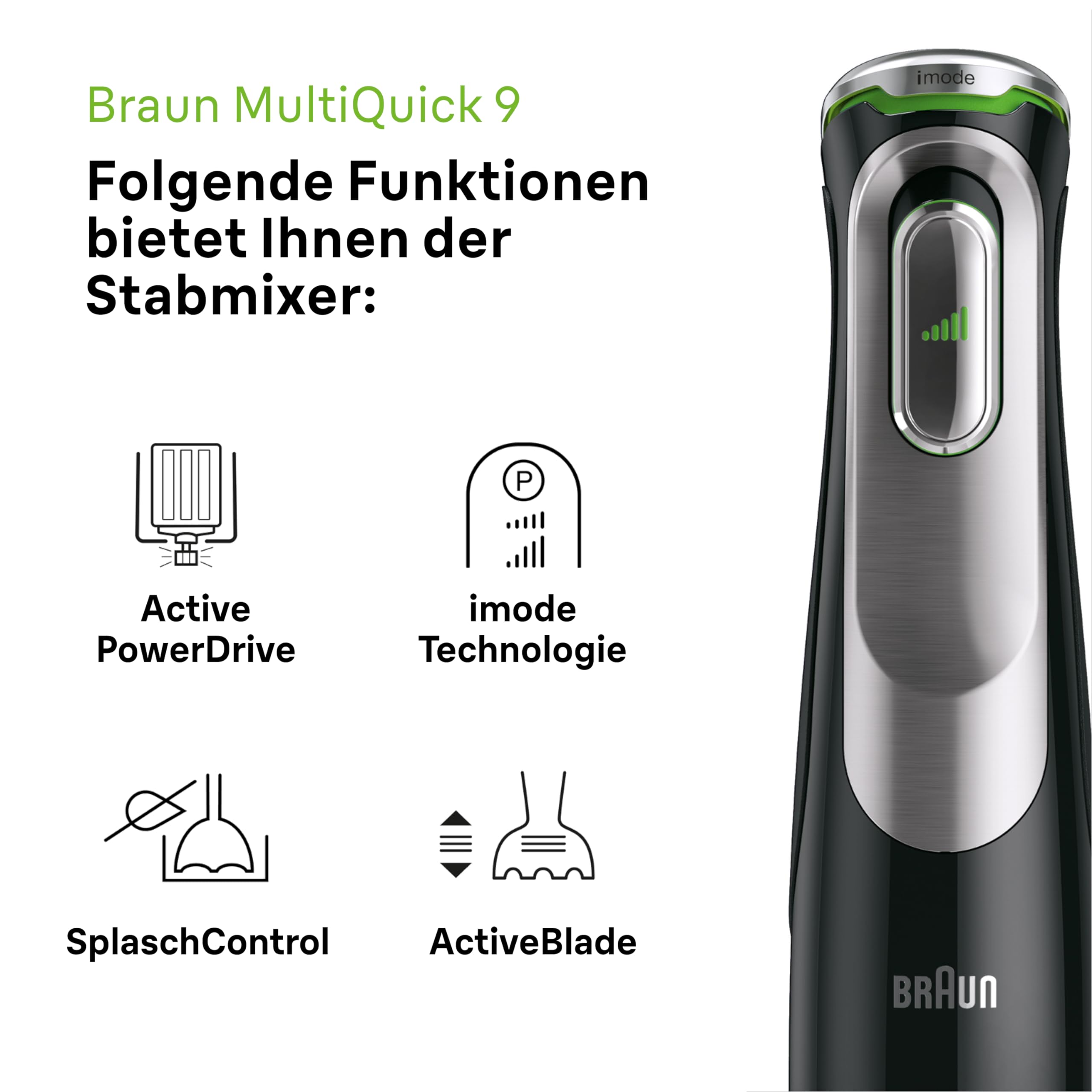 Braun MultiQuick 9 - Stabmixer 1200W mit Standmixer-Aufsatz Schwarz 1.25 l – Bild 2