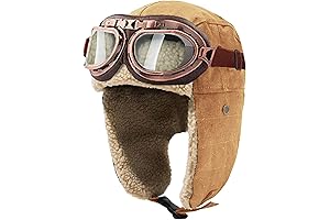 Vintage Aviator Bomber Hat with Goggles Costume Accessory