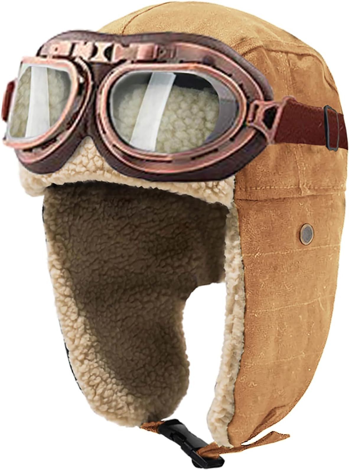 Vintage Aviator Hat and Goggles Costume Accessories Fur Ear Flaps Trooper Trapper Pilot Cap for Men Women