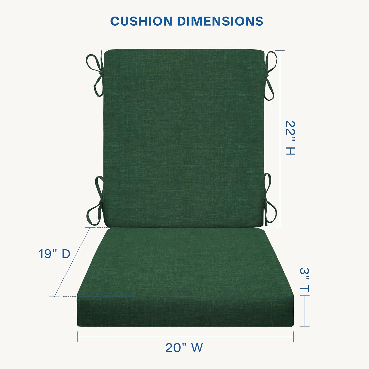 Honeycomb Outdoor Dining Chair Cushion for Patio Furniture, 20 x 41, Essentials Hampton Texture Hunter