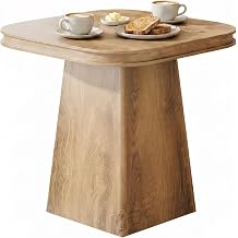 Square Dining Table for 2-4, 31.5-Inch Small Kitchen Table with Sturdy Pedestal Base, Farmhouse Wood Dinner Table for Dining Room, Living Room, Kitchen Natural
