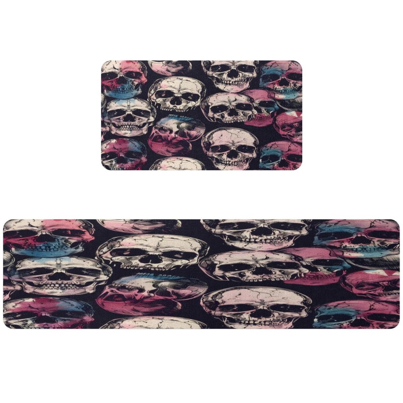 Alfombrillas de cocina de color antideslizantes VAPOKF lavables con calaveras