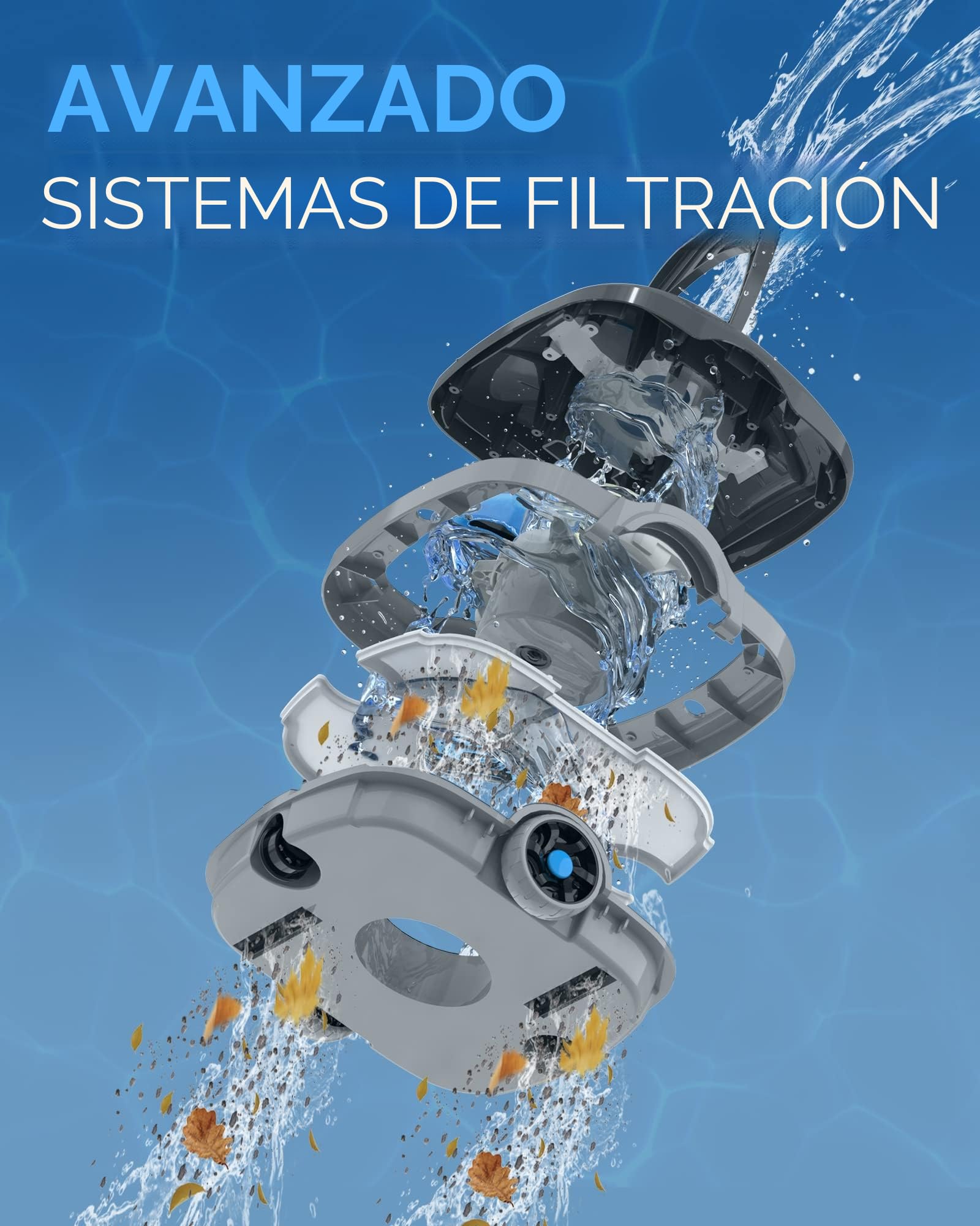 WYBOT Robot Limpiafondos Piscina Electrico sin Cable para Aspirador Piscinas de hasta 80m², 100 Mins Estacionamiento Automático, Robot Limpiafondos Piscina con Motores de Doble Tracción Gris Oscuro