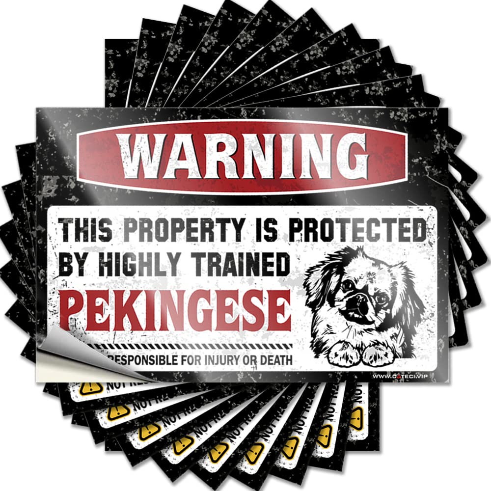 Funny Sticker Love, Indoor Garage Warning This Property is Protected By A Highly Trained Pekingese | Funky(12X18CM)