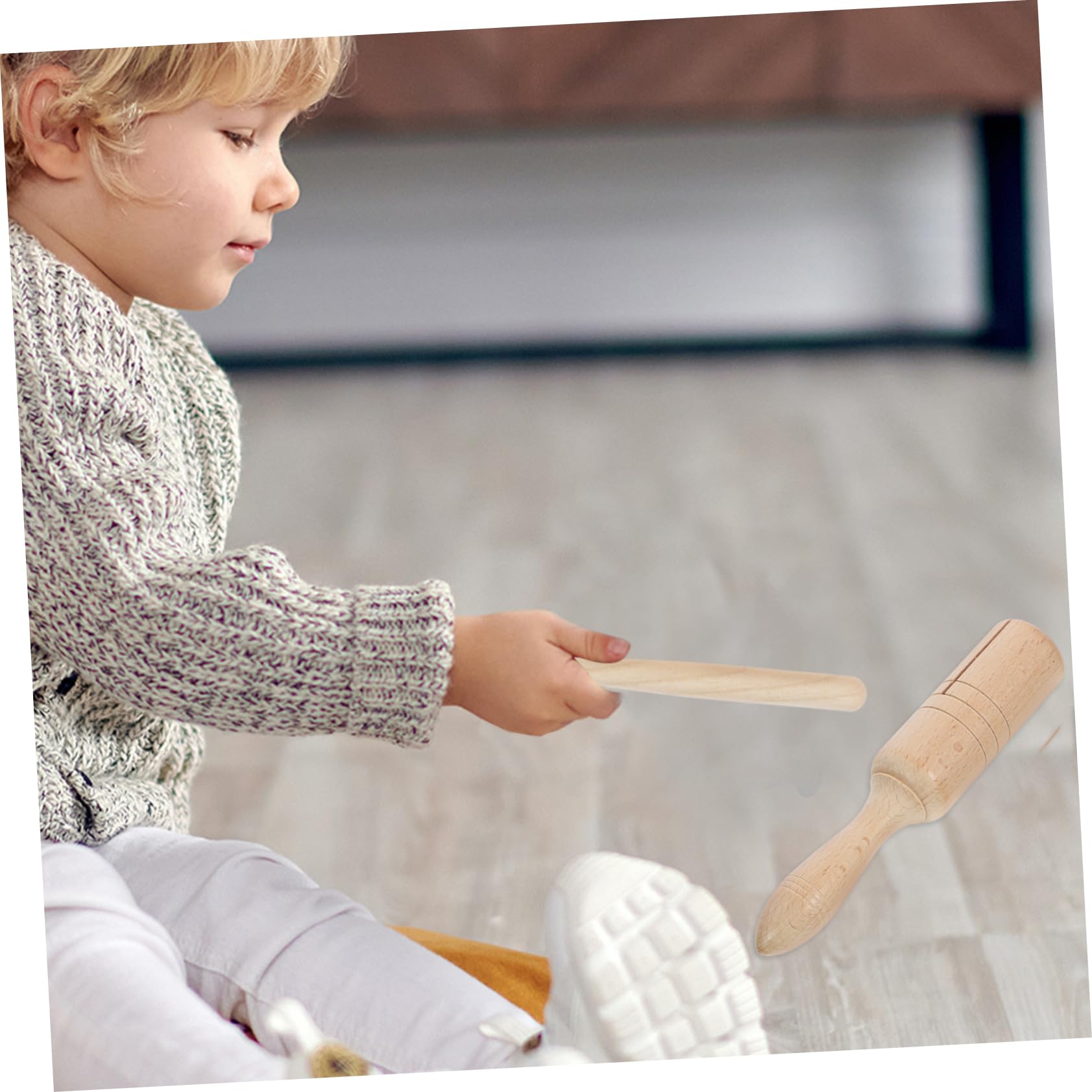 Sosoport 1 Set Percussion Instrument for Wooden Guiro Rod with Sound Enhances Coordination and Motor Skills for Musical Playtime Activities