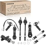A-Premium Set of 9, Front Sway Bar Link, Inner Outer Tie Rod End, Idler Arm & Bracket, Pitman Arm, Compatible with Chevrolet & GMC - 2003-2020 - Express 2500/3500/4500, Savana 2500/3500/4500