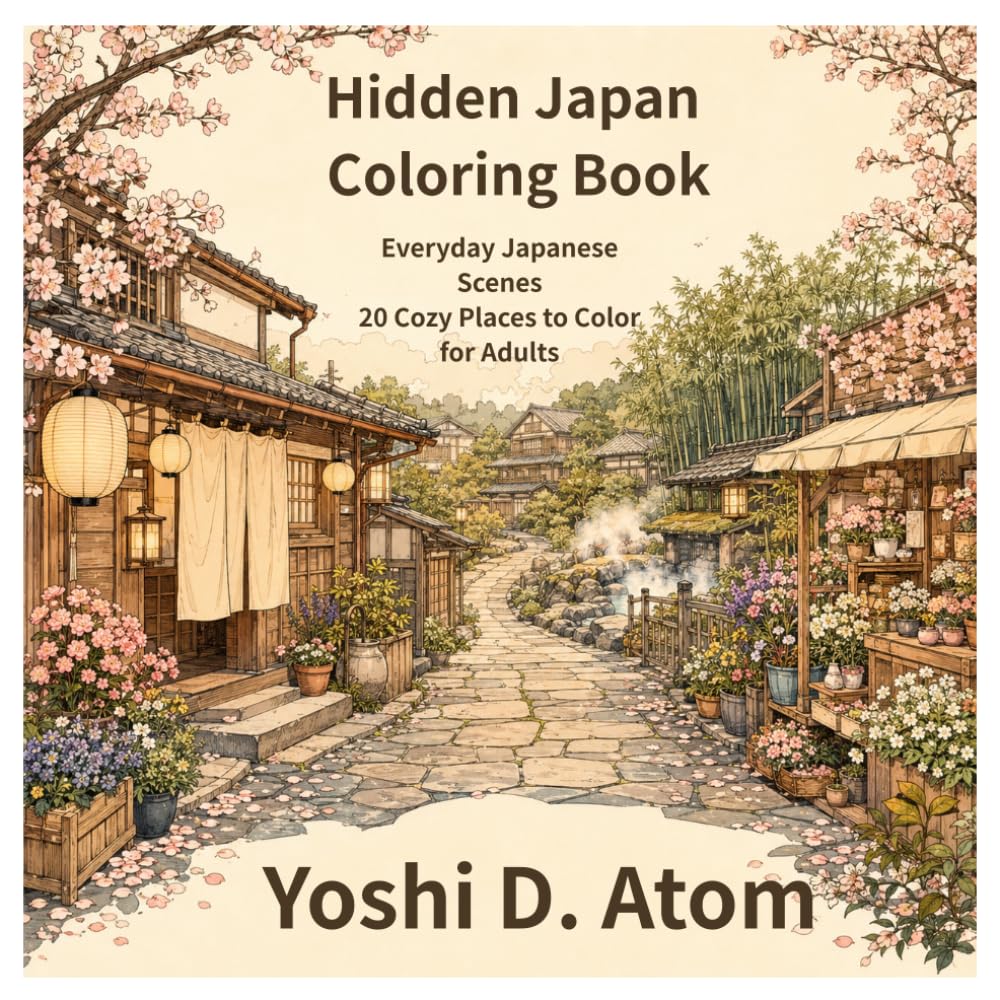 Hidden Japan Coloring Book: Everyday Japanese Scenes: 20 Cozy Places to Color for Adults