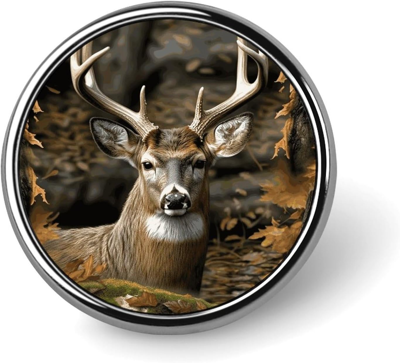 Camouflage Deer Lapel Pin Round Badge Brooch Pin for Clothes