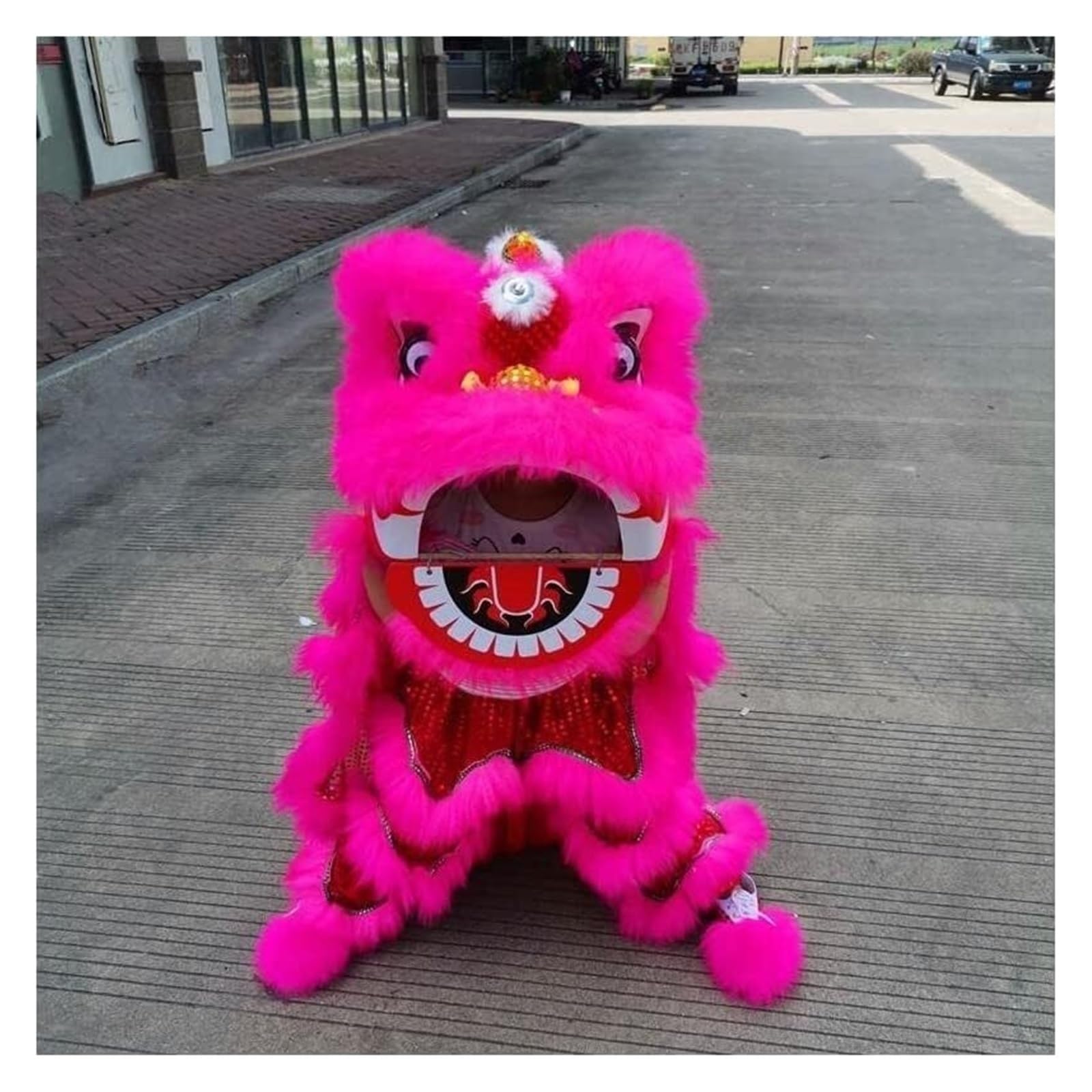 Krxsobnv Pink Lion Dance Clothes, 6In Spring Festival Lion Dance Celebration Opening Outdoor Traditional Mascot