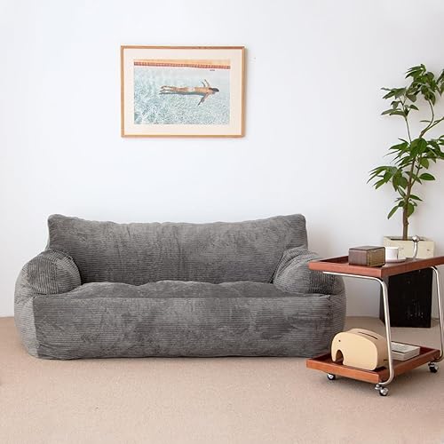 Miniatura 3 de N&V Puf gigante de tamaño individual, relleno de espuma, incluye funda extraíble y lavable a máquina, color gris bosque