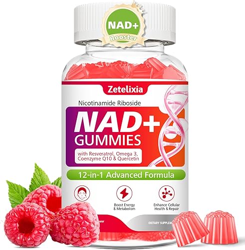 Gomitas NAD+, suplementos NAD 12 en 1 para mujeres y hombres, NAD+ con ribósido de nicotinamida, resveratrol, quercetina para antienvejecimiento,