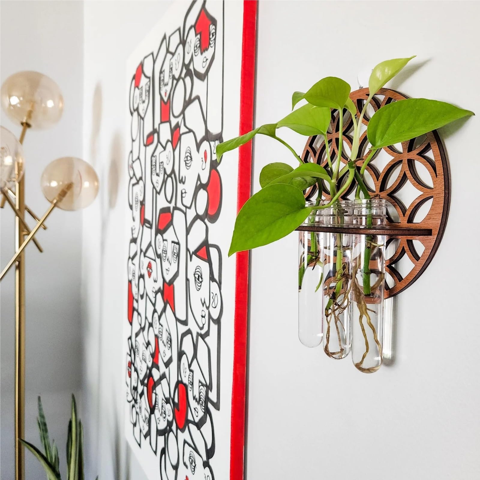 Wandvase Wandpflanzgefäße, 3 Reagenzgläser, Vermehrungsstation | Zimmerpflanzen Home Office Pflanzenaufhänger Blumenvasen