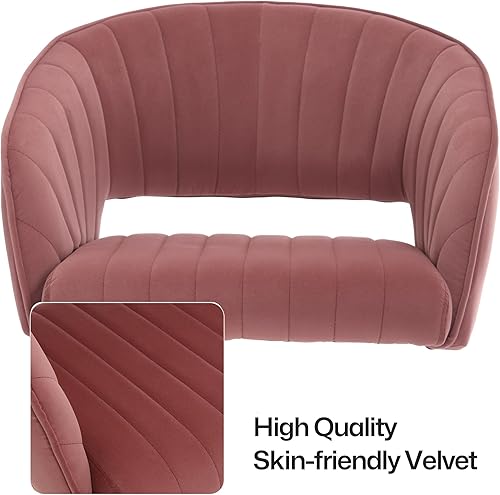 Miniatura 9 de Silla de escritorio giratoria para oficina en casa, moderna silla de escritorio de terciopelo, sillón de altura ajustable con base dorada, silla de