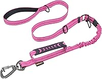 AUBELL Tactical Heavy Duty Dog Leash: 4-6ft Reflective Bungee No-Pull for Medium/Large Dogs, Padded Handles, 360° Carabiner, Pink