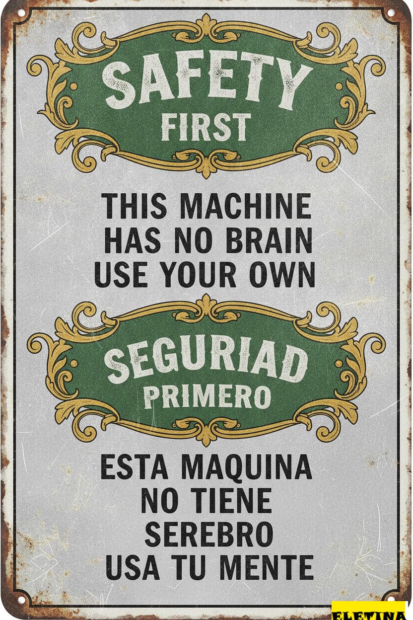 Safety Seguridad Warning Tin Sign, 8x12 Inch Decor