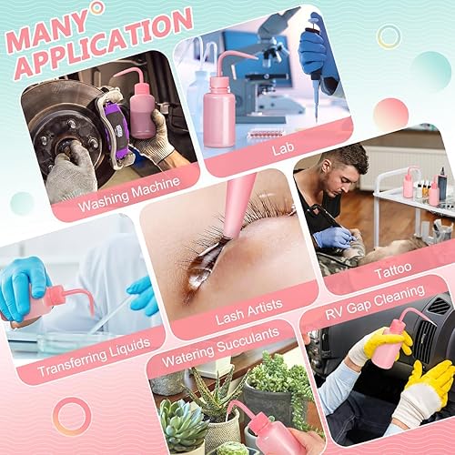 Miniatura 3 de Valchoose Botellas de lavado rosa de 5.1 fl oz, 5.1 onzas, mini profesional, botella de agua para extensiones de pestañas, fácil de transportar