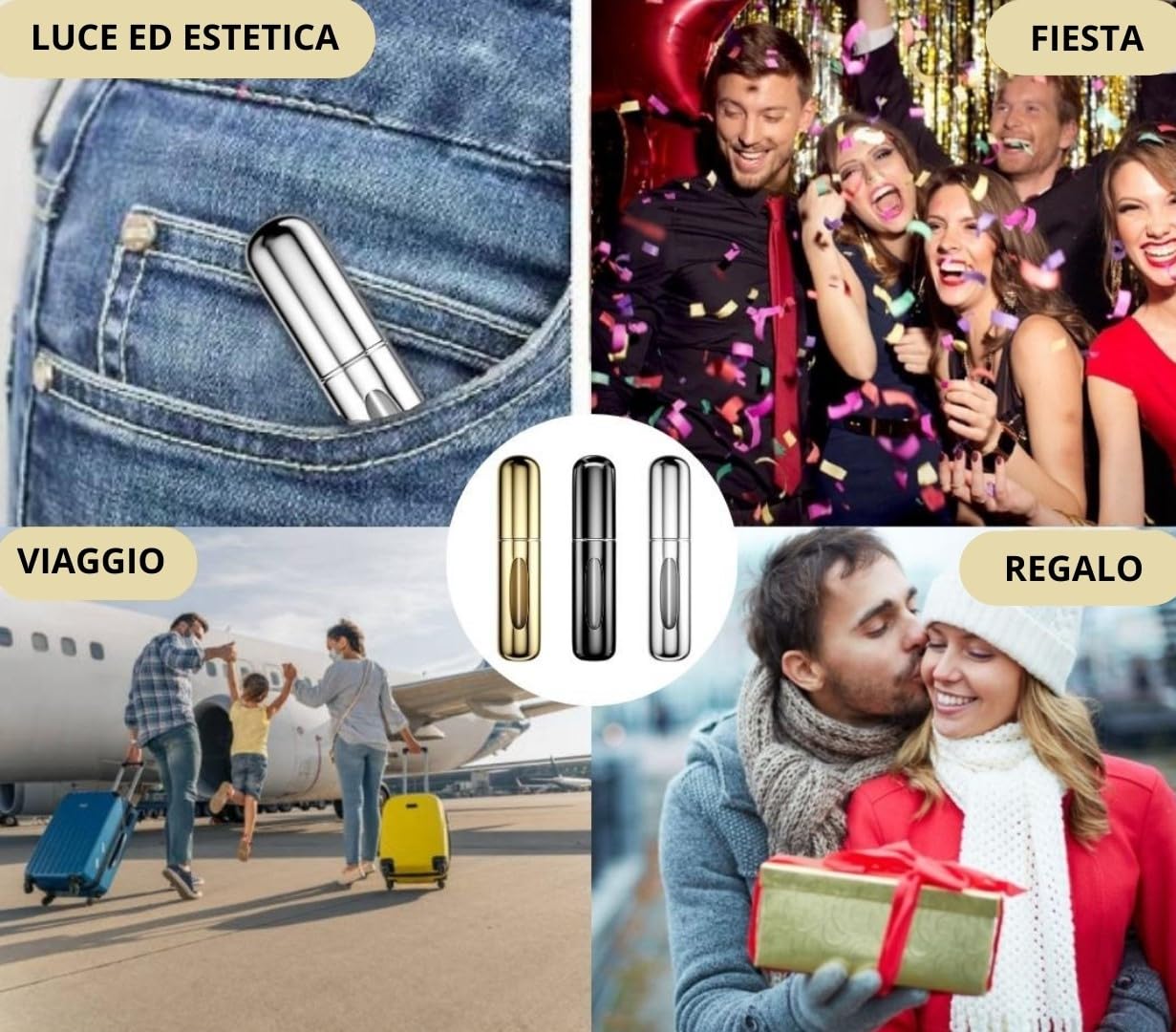 3 Pezzi 5ml Atomizzatore di Profumo, Ricaricabile Spruzzino Profumo, Mini bottiglia spray portatile, Spruzzatore per bottiglie di profumo con finestra, Buono per viaggi