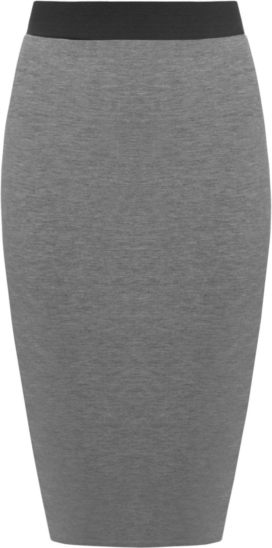 WearAll Plus Size Womens Elasticated Plain Jersey Ladies Knee Length Skirt - Dark Grey - 20-22