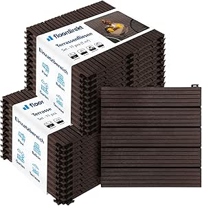 RHP WPC Klickfliesen 22x 30x30cm - Terrassenfliesen Mit Holzoptik Und Stecksystem