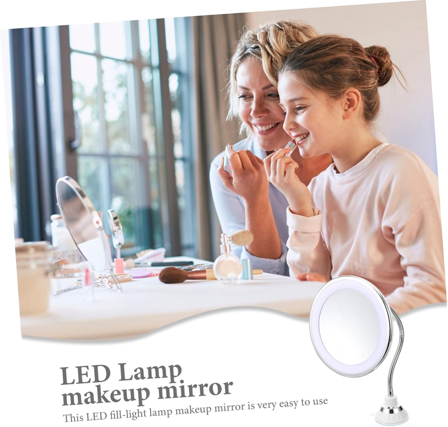 1PC LED Compact Makeup Mirror with Magnification and Light Portable USB Rechargeable Design for Eyeliner and Eyebrow Application for Travel and Home Use