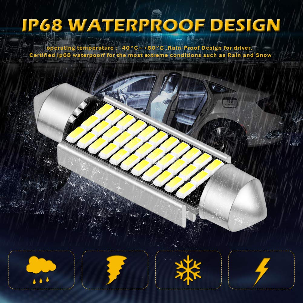 KATUR Żarówki LED Festoon C5W 41 mm, 42 mm, 6000 K, białe światło, super jasne chipsety Canbus, bez błędów, dla 211-2, 212-2, 214-2, 2112, 2122, 569, 578, oświetlenie wnętrza, kopuły, tablicy