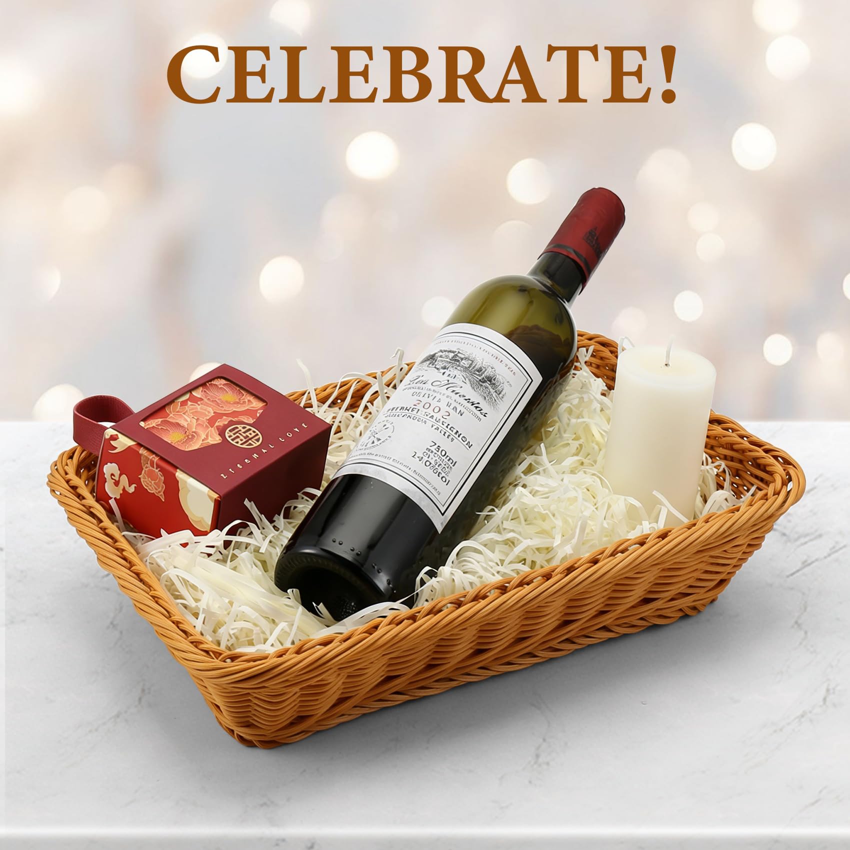 Micvtve Set di 2 cesti regalo, kit per creare il proprio cesto regalo con fiocchi, sacchetti di cellophane, biglietti di auguri, carta sminuzzata e cesto regalo vuoto, da utilizzare per compleanni