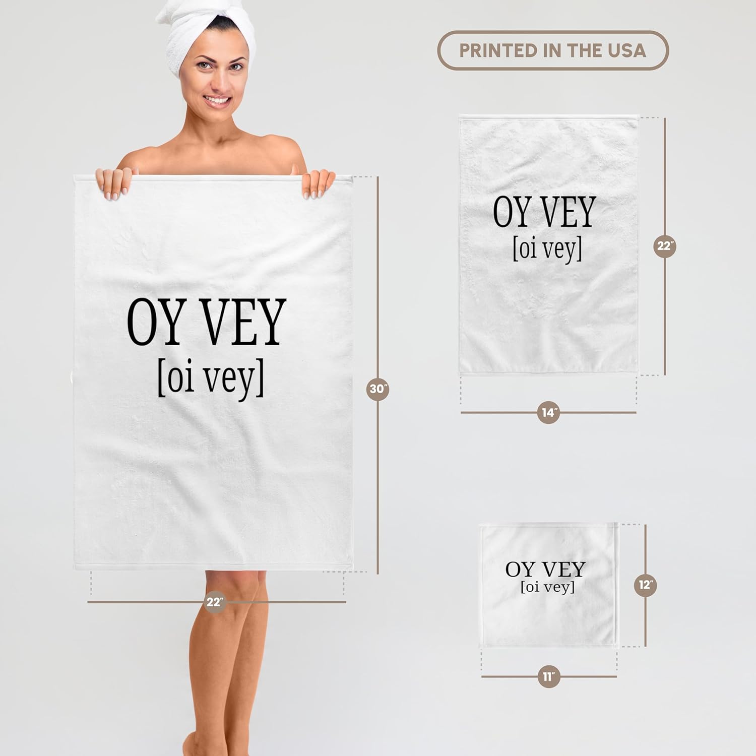 3dRose Oy Vey 22x30 Bath Hand Pool Towel