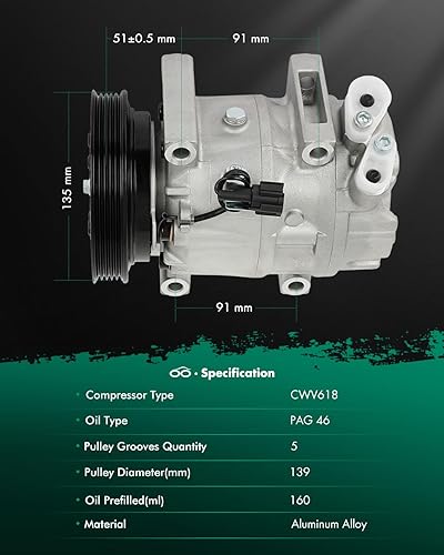 Miniatura 1159 de SCITOO CO 10739C - Compresor de CA compatible con Honda Element 2.4L 2003 2004 2005 2006 2007 2008 2009 2010 2011