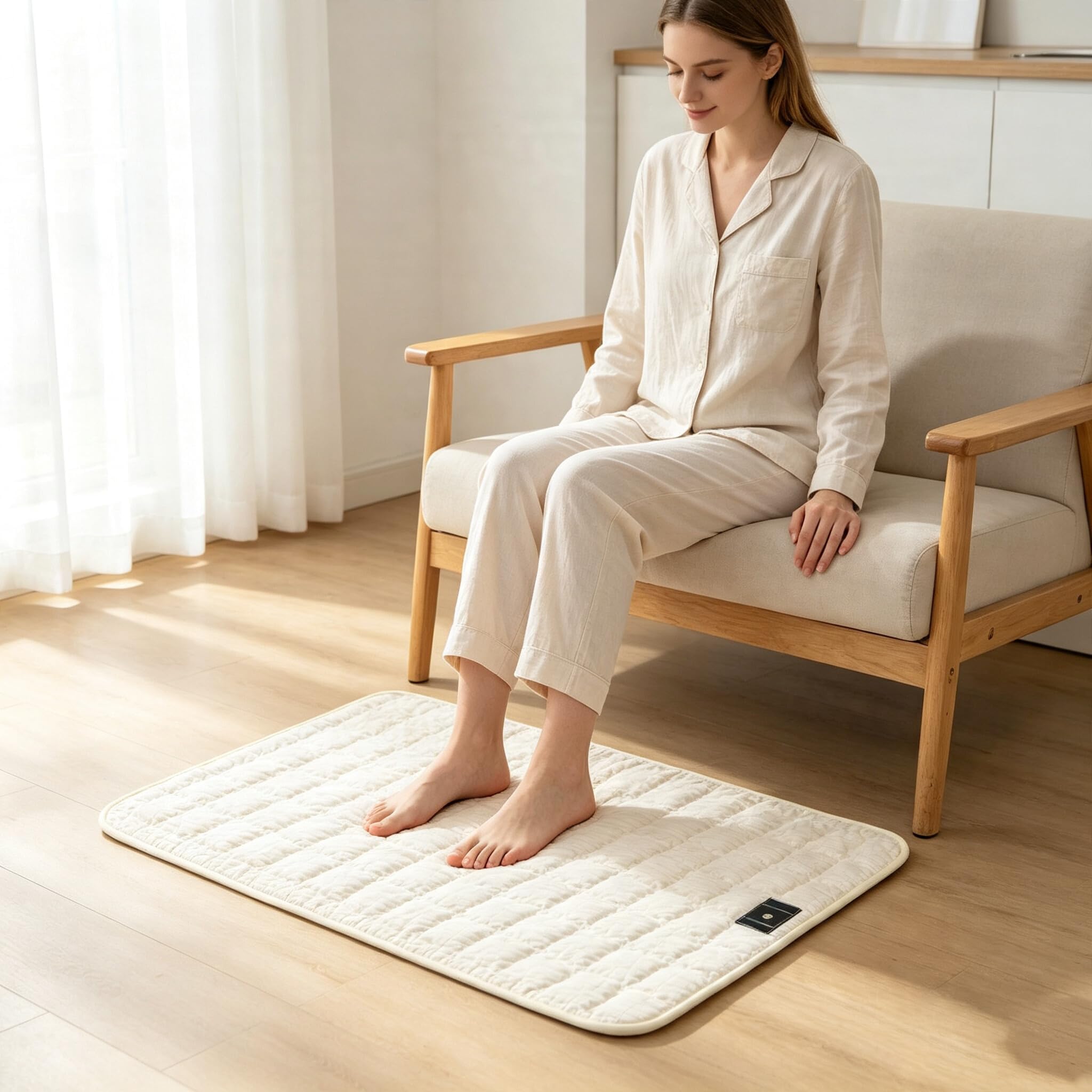 Grounding Mat Cotton EMF Grounding Anti-Slip Mat Grounding Sleep Sheet with 15ft Earth Mat Cloud Bedding Pad for Stress Relief