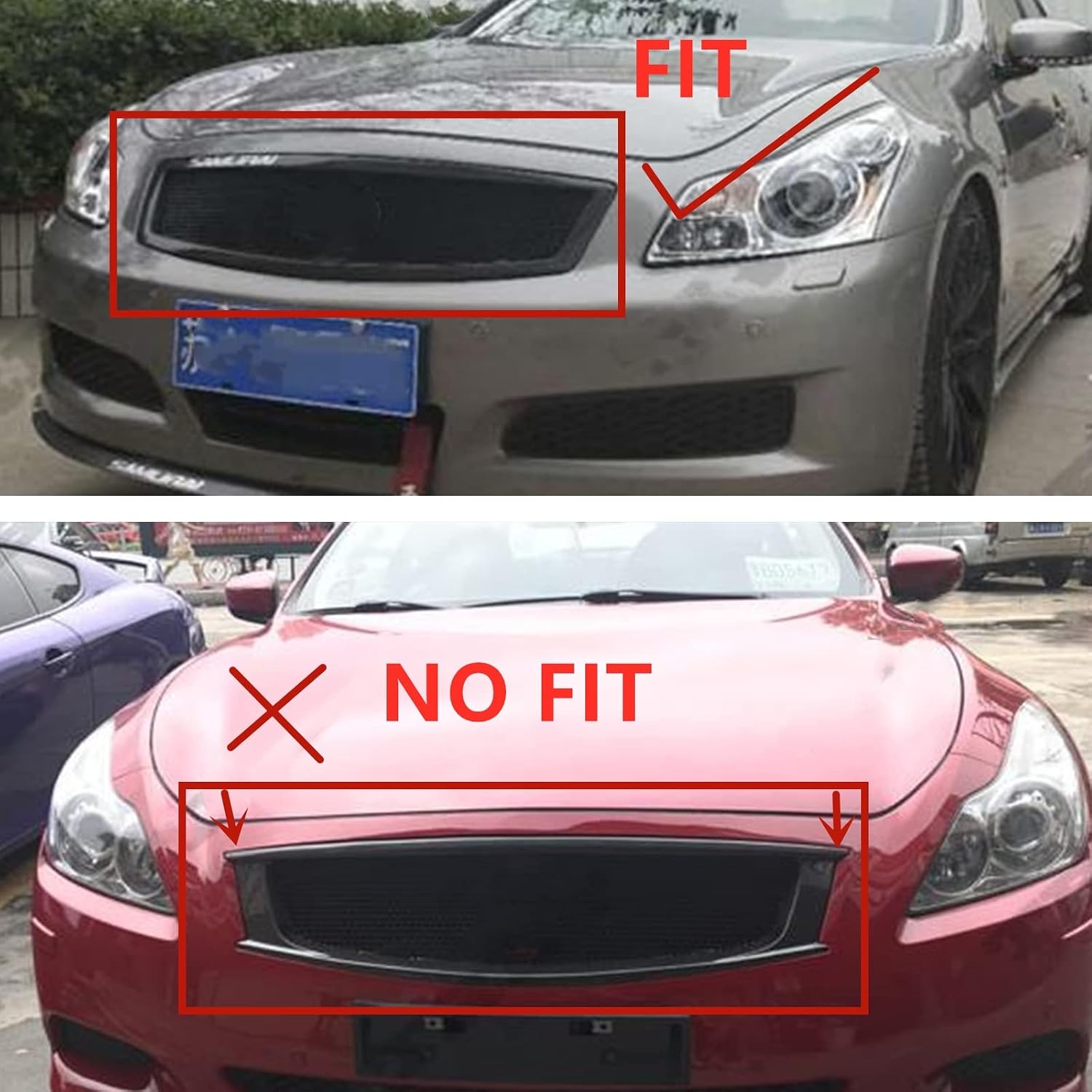 Front Bumper Grille Mesh Grill For Infiniti G35 G37 2007-2009 Sedan Black Carbon Fiber