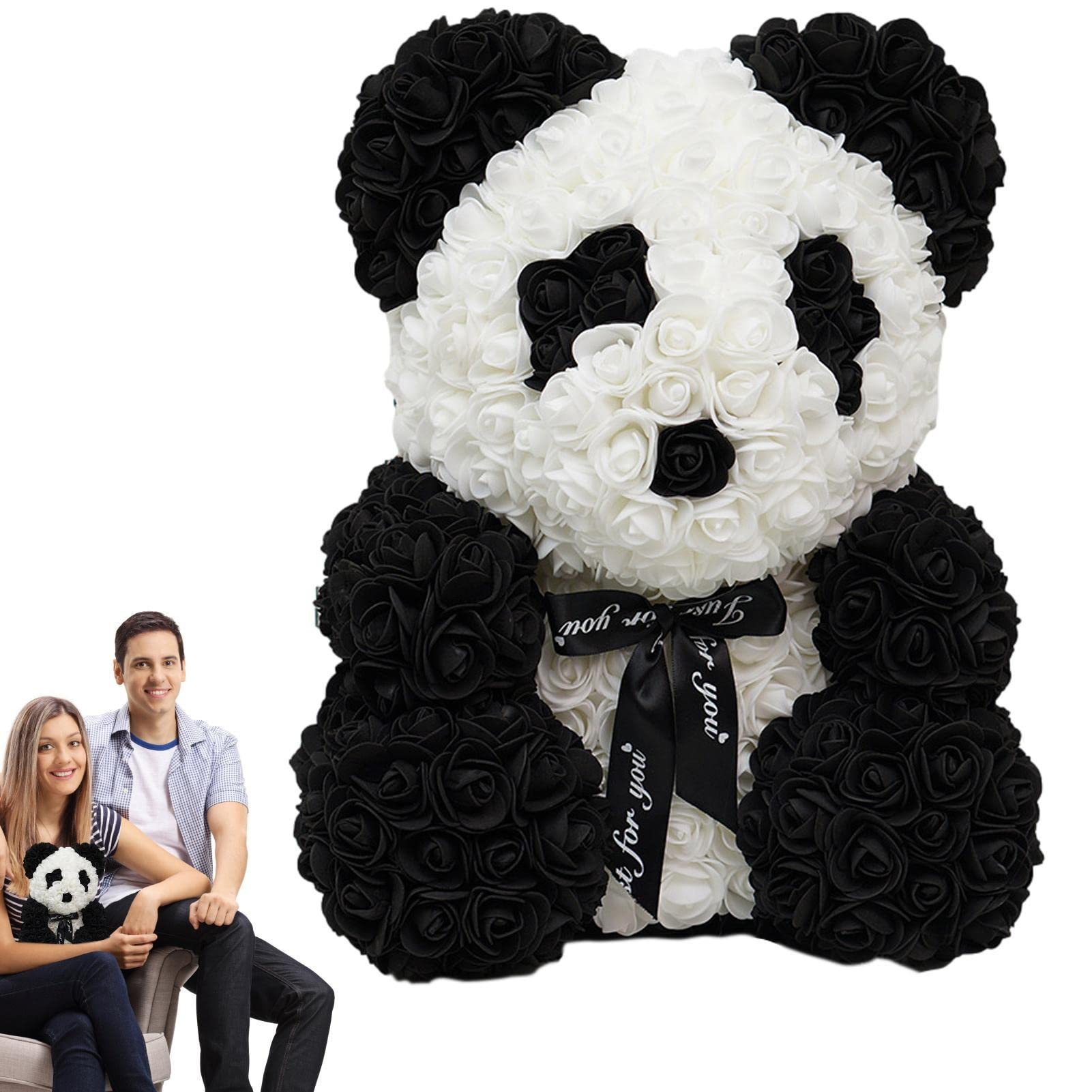 Bavokon Style 1 Bear | 9.84Inch/ 25Cm Artificial Flower Bear With Heart/Bow - Handmade Valentines Day Table Centerpieces For Home, Hotel, Restaurant, Shop, Bar Decor