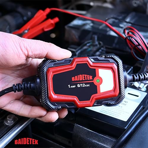 Miniatura 7 de BAIDETEK Cargador de batería de coche de 1 A, cargador de goteo totalmente automático de 6 V y 12 V, mantenedor de batería inteligente para