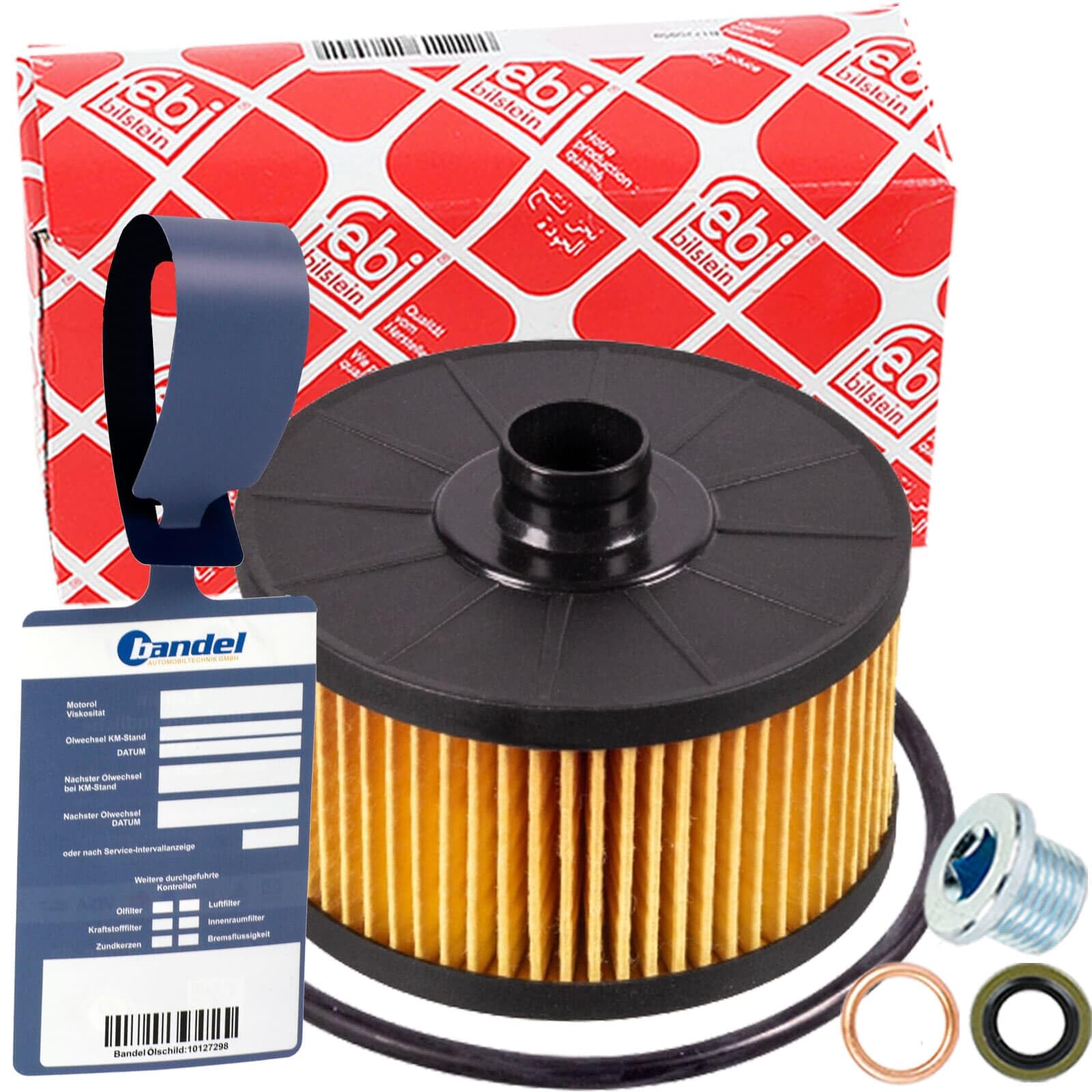 Febi Ölfilter+Mannol 5W30 Öl | 100487, Febi (ox 968D)+518.471.021+MN1801+Combi LL für A B Klasse W/V177 W247 453 0,9