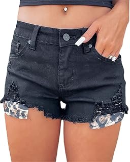 Silunma2021 Women's Frayed Stretch Distressed Shorts High Waisted Casual Shorts Raw Hem Zipper-Up Summer Hot Shorts