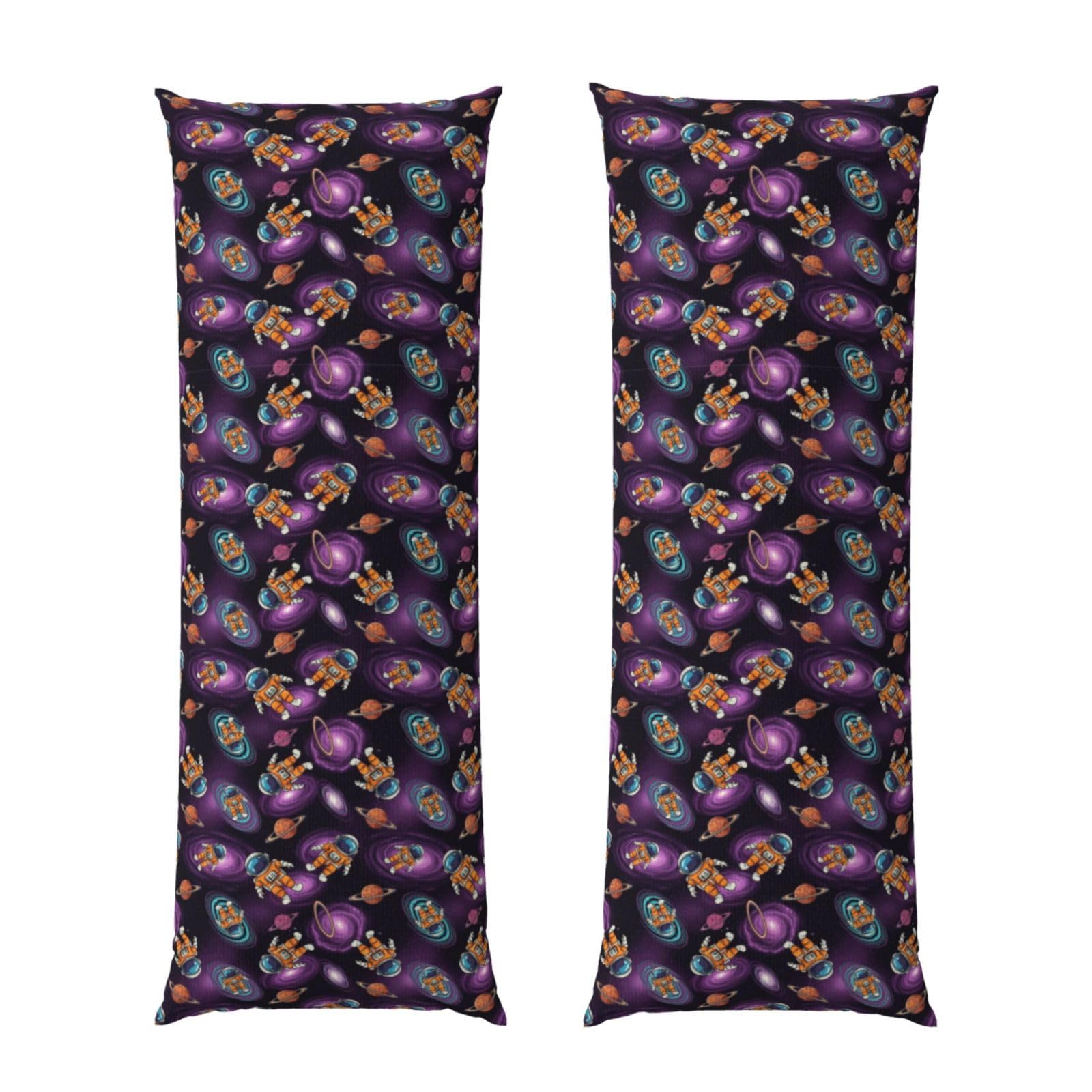 Body Pillow Protector Cover 20x60 Purple Galaxy Trippy Space Astronauts, Soft Microfiber Pillowcase with Zipper, Wrinkle Shrinkage Resistant, for Bed Couch Sleeping