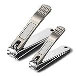 BEZOX Nails Clipper, Ergonomic Toenail and Fingernail Clipper with Non-Slip Design, Professional Nail Cutter for Men and Women, 2 Pcs Nail Trimmers - Grey