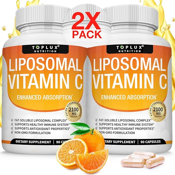 Liposomal Vitamin C 2100mg High Absorption Fat Soluble VIT C - Immune Support Collagen Booster Immunity Defense & Powerful Antioxidant, MCT Oil & Sunflower Lecithin, Acsorbic Acid, Vegan Non-GMO